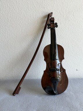 Vintage 1963 M. Schubert Ceramic Violin Figurine With Bow Decorative Collectible